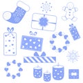 set of christmas icons, christmas items, gingerbread man and christmas sock
